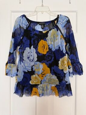 Floral Chiffon Scoop Neck Top